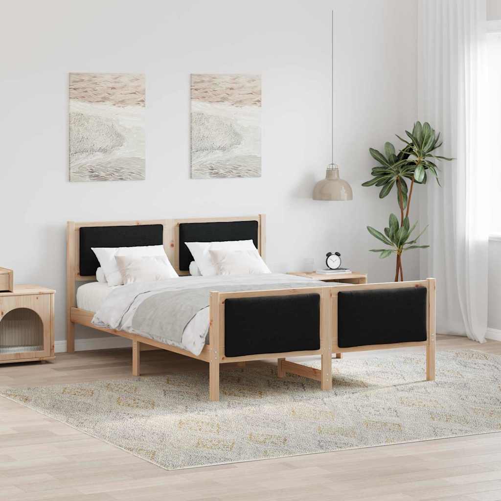 Krevetna konstrukcija s uzglavljem Crna 140 x 200 cm tkanina