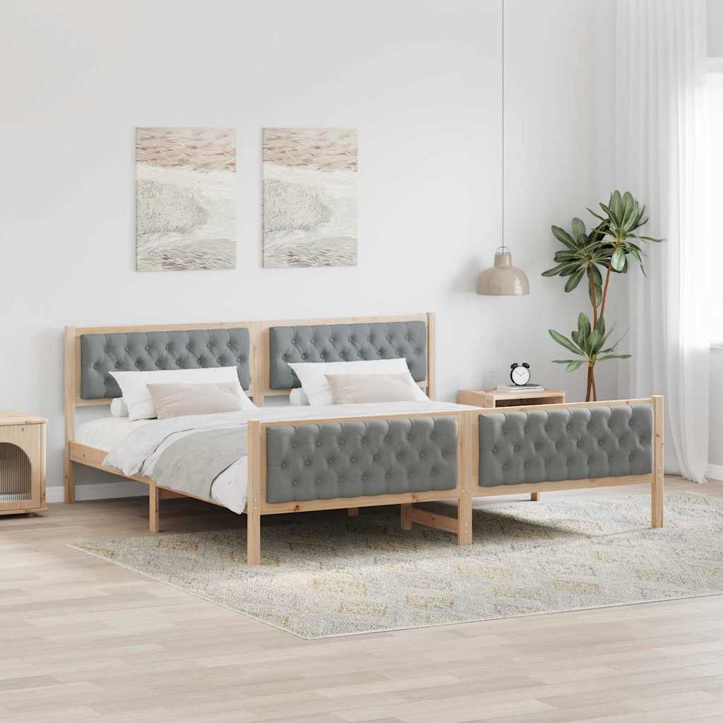 Krevetna konstrukcija s uzglavljem Svijetlo siva 200 x 200 cm