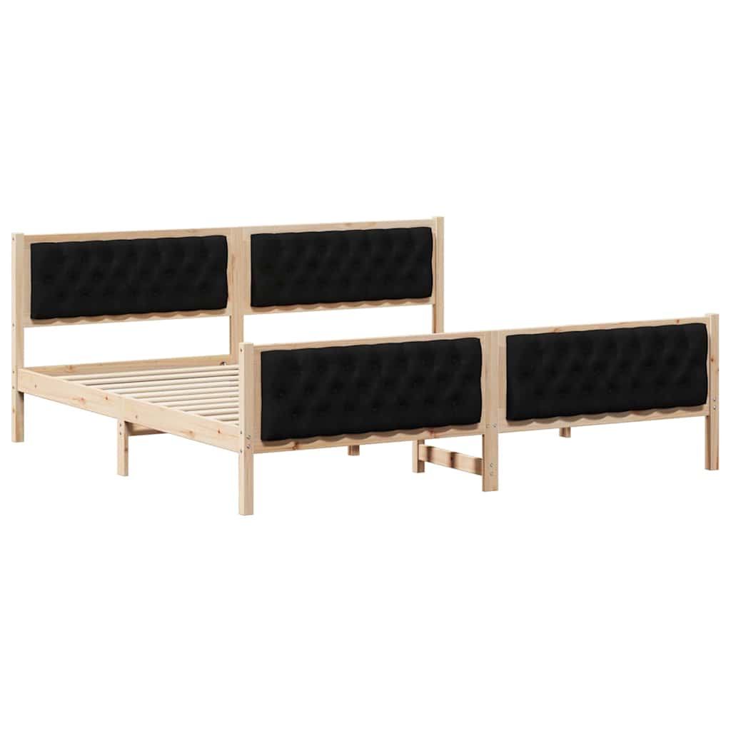 Krevetna konstrukcija Crna 200 x 200 cm Čvrsto borovo drvo