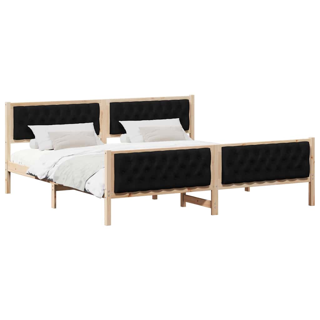 Krevetna konstrukcija Crna 200 x 200 cm Čvrsto borovo drvo