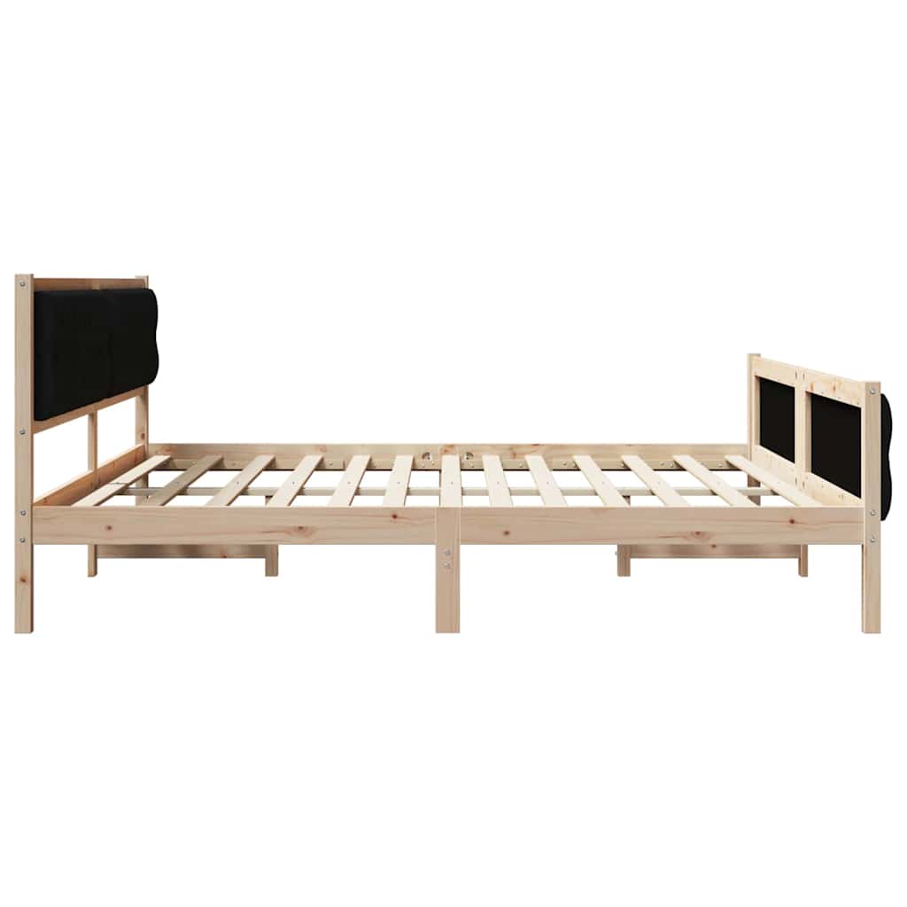Krevetna konstrukcija Crna 200 x 200 cm Čvrsto borovo drvo