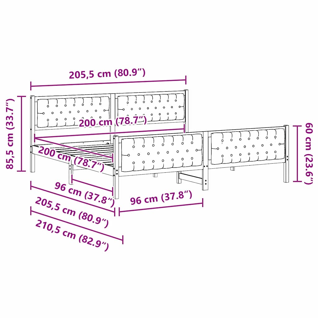 Krevetna konstrukcija s uzglavljem Svijetlo siva 200 x 200 cm