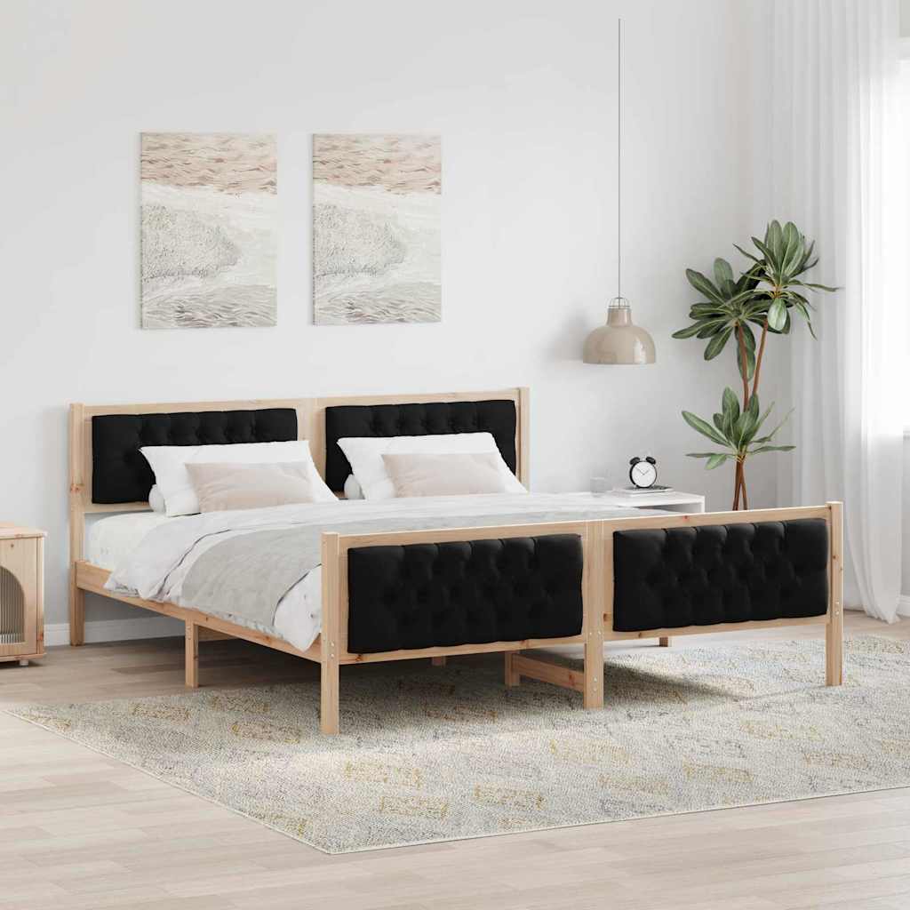Krevetna konstrukcija Crna 180 x 200 cm Čvrsto borovo drvo