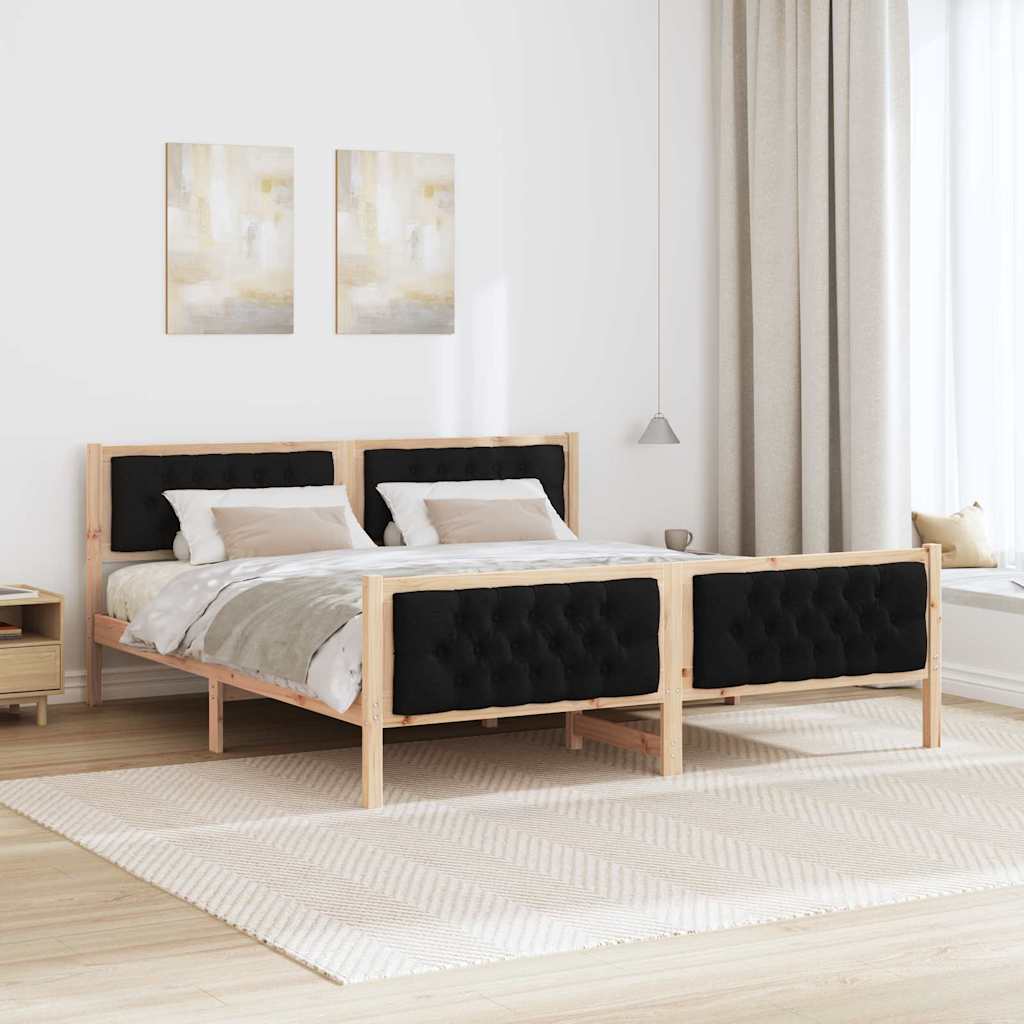 Krevetna konstrukcija Crna 180 x 200 cm Čvrsto borovo drvo