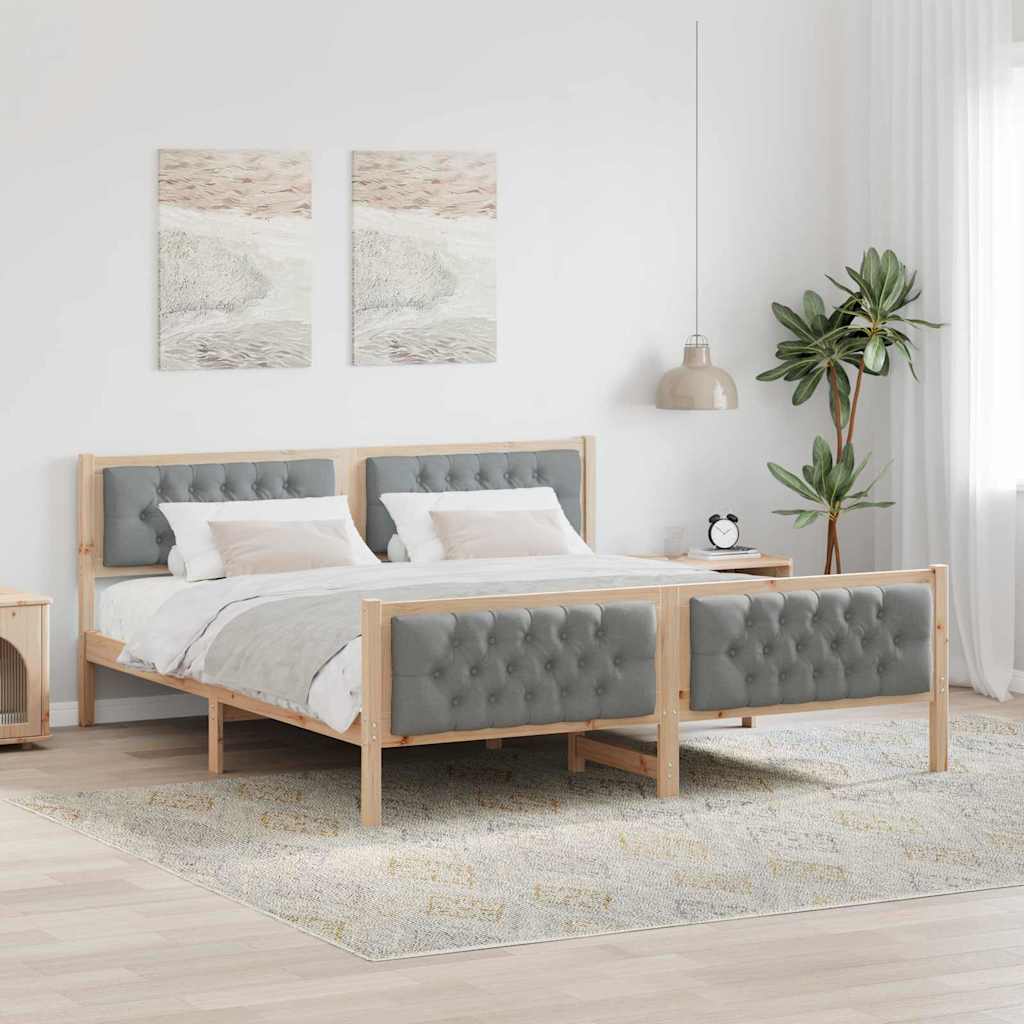 Krevetna konstrukcija s uzglavljem Svijetlo siva 160 x 200 cm