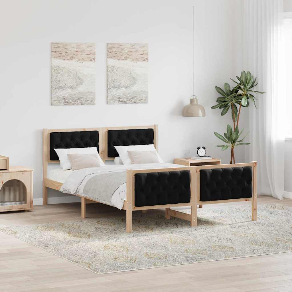 Krevetna konstrukcija Crna 150 x 200 cm Čvrsto borovo drvo