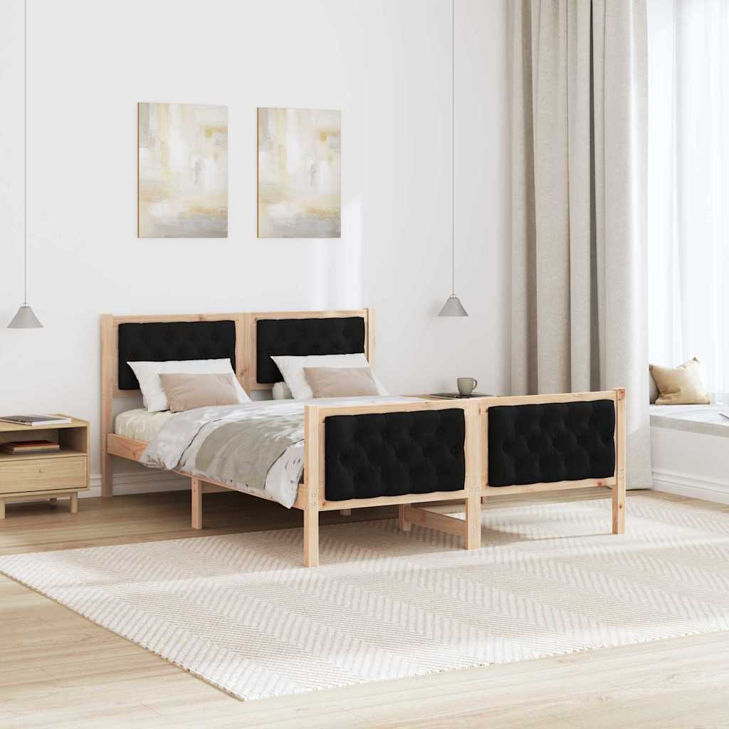 Krevetna konstrukcija Crna 140 x 200 cm Čvrsto borovo drvo