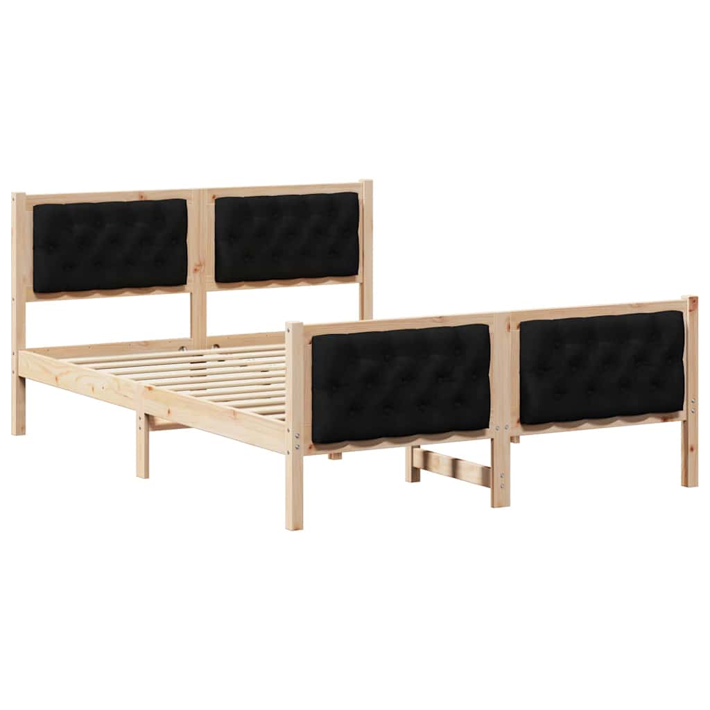 Krevetna konstrukcija Crna 140 x 200 cm Čvrsto borovo drvo