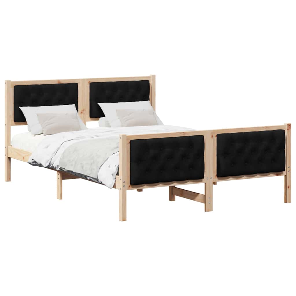 Krevetna konstrukcija Crna 140 x 200 cm Čvrsto borovo drvo