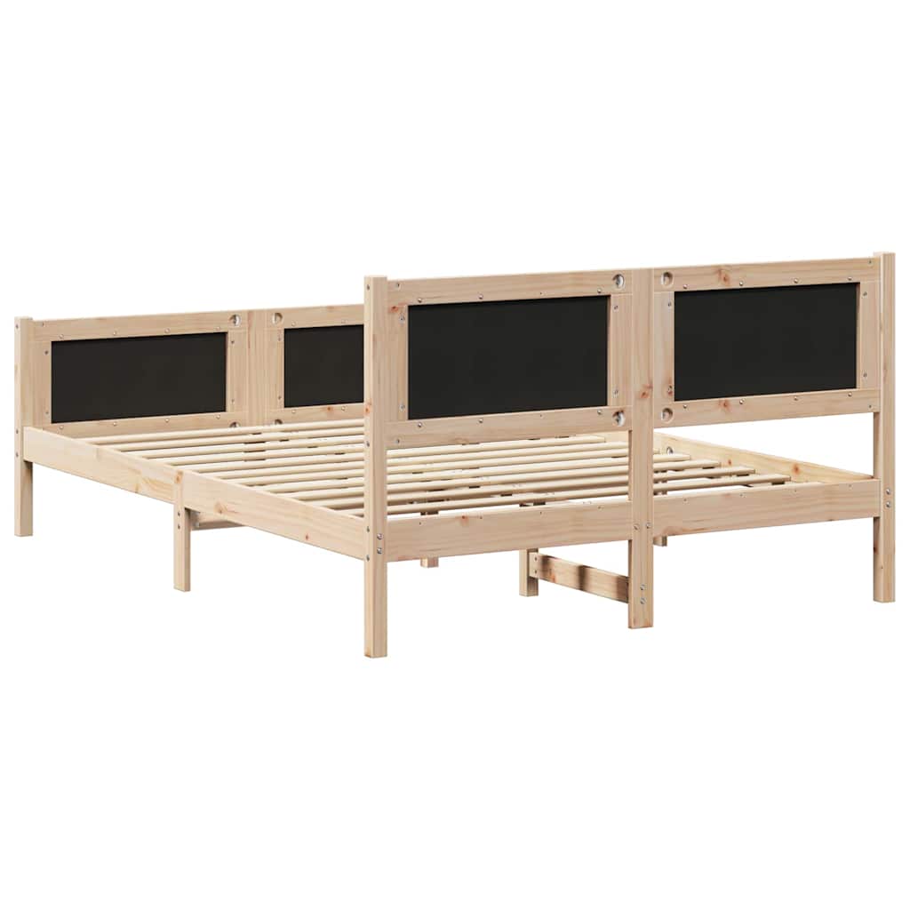 Krevetna konstrukcija Crna 140 x 190 cm Čvrsto borovo drvo
