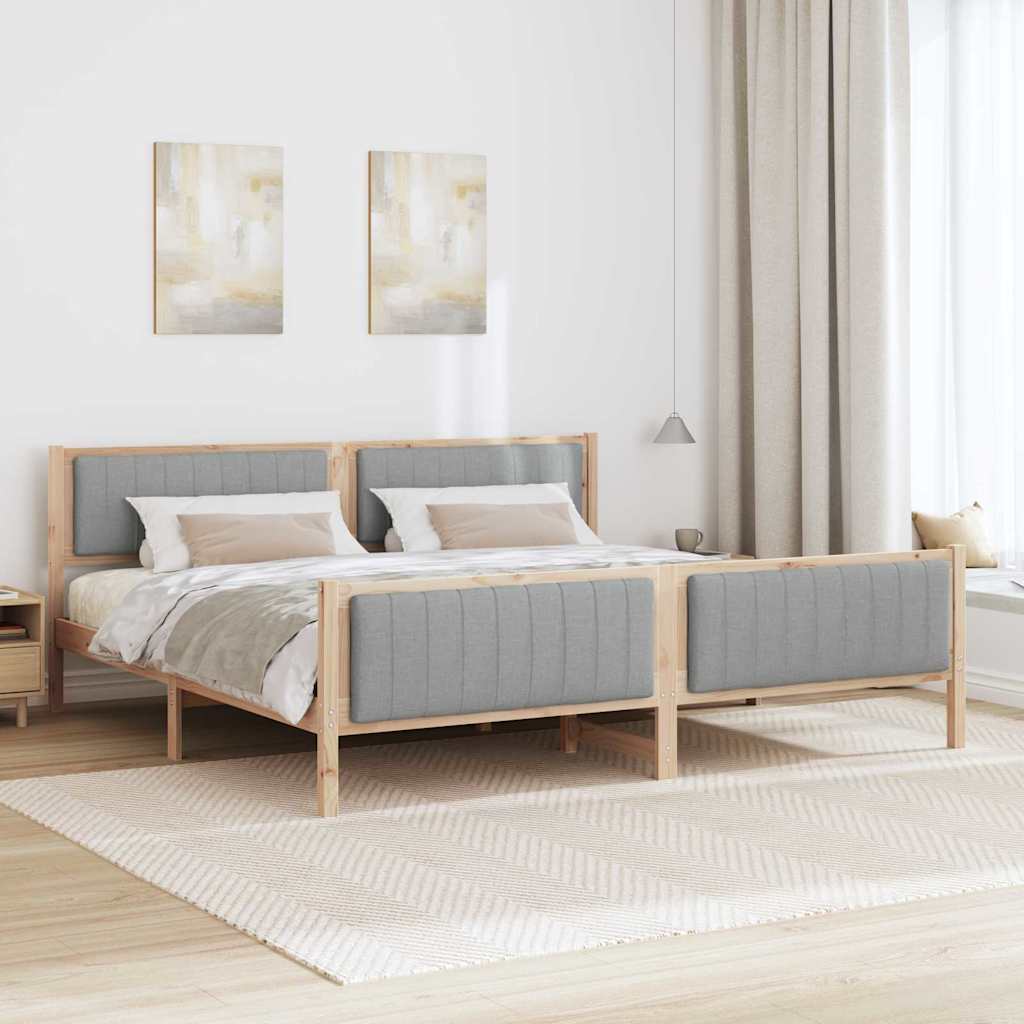 Okvir kreveta s uzglavljem Smeđa i svijetlo siva 200 x 200 cm