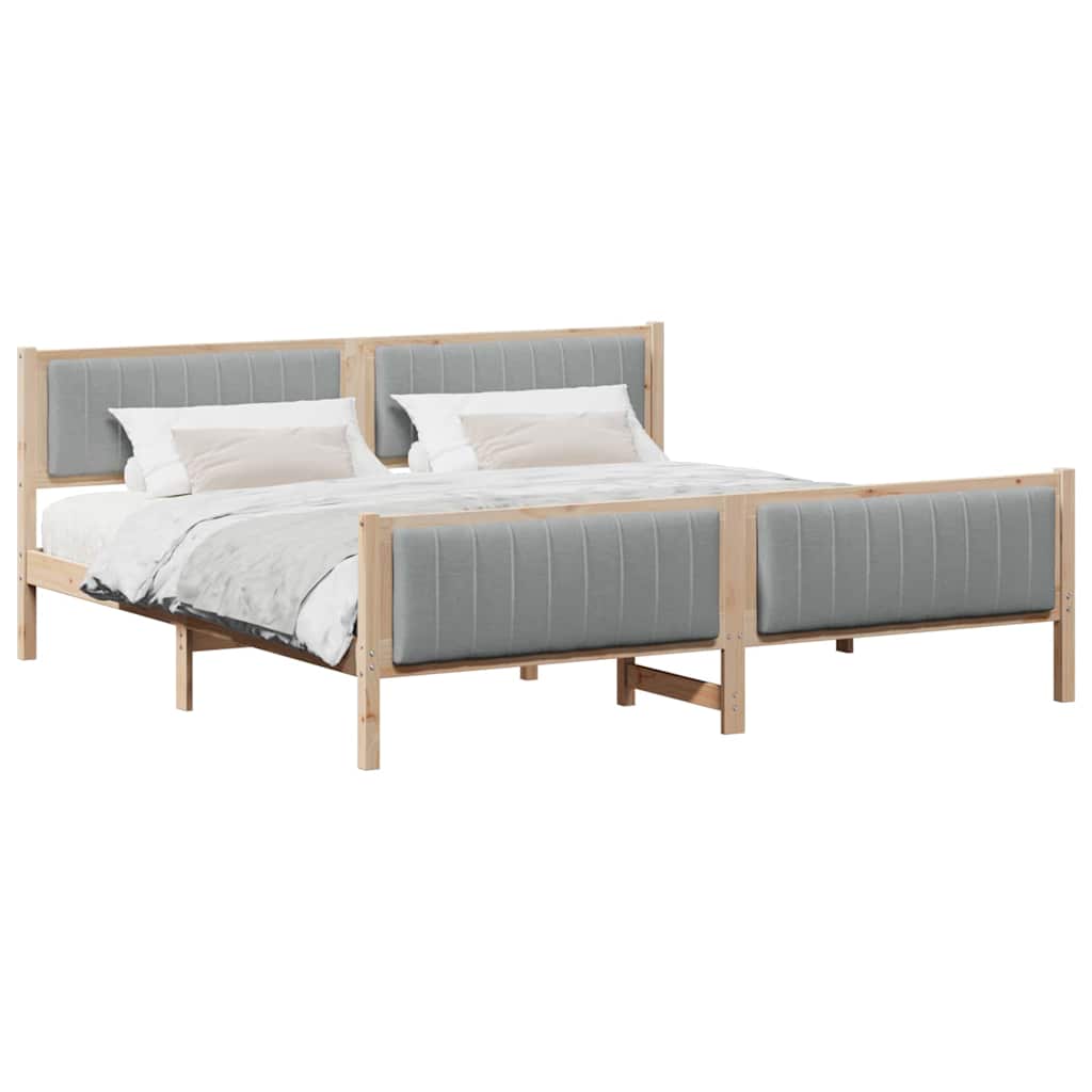 Okvir kreveta s uzglavljem Smeđa i svijetlo siva 200 x 200 cm