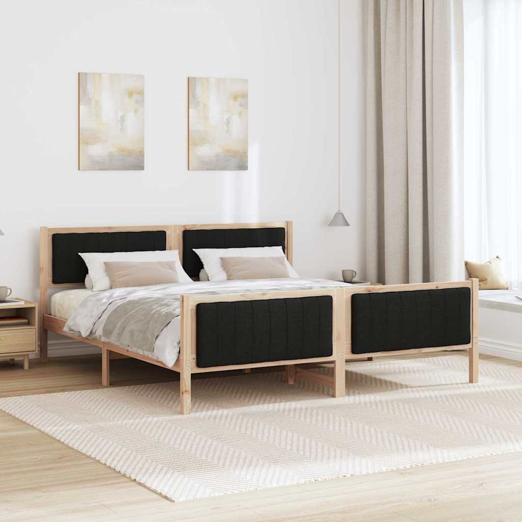 Okvir kreveta Smeđa i crna 180 x 200 cm Masivna borovina