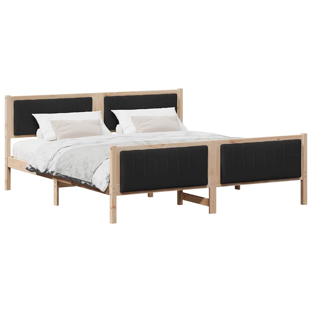 Okvir kreveta Smeđa i crna 180 x 200 cm Masivna borovina