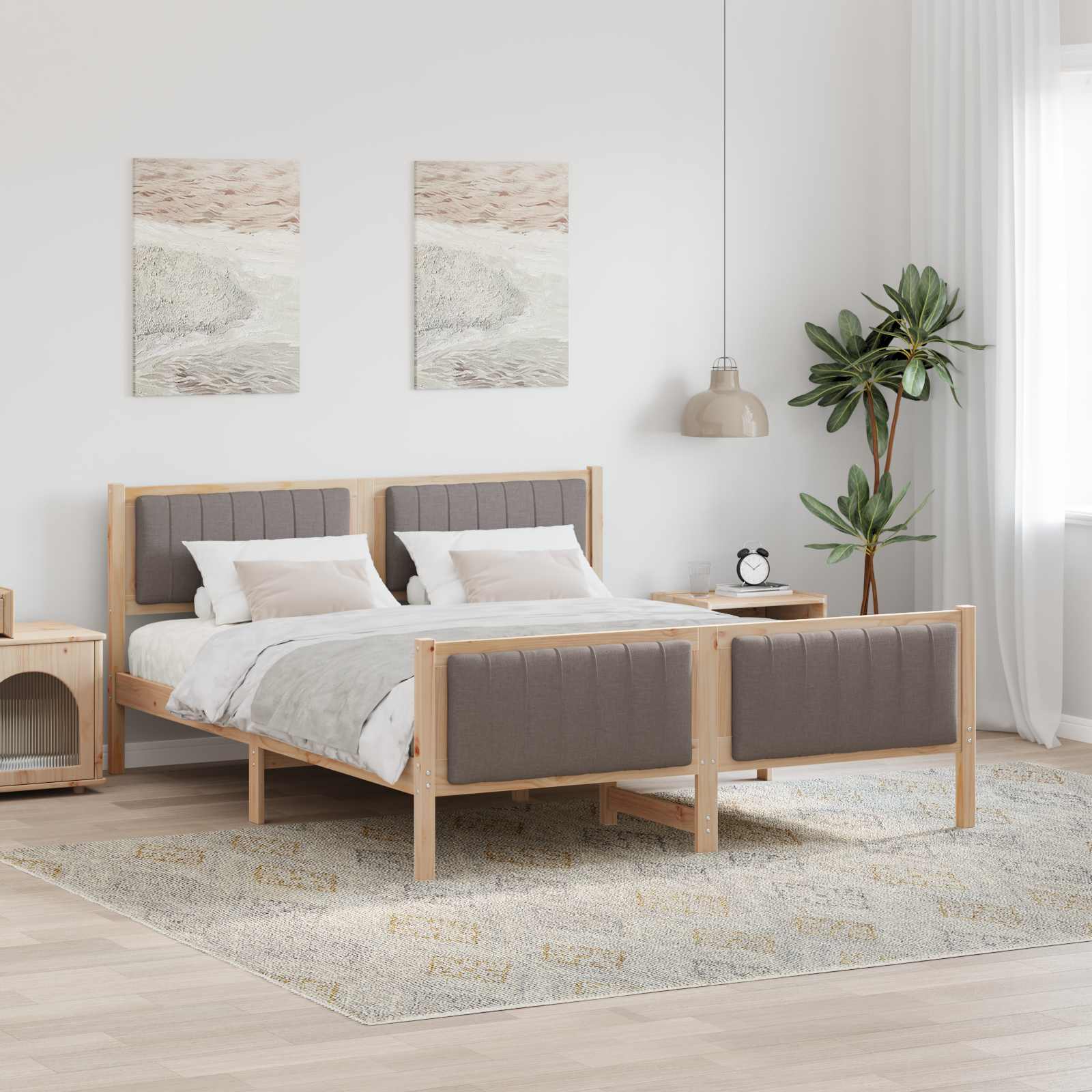 Okvir kreveta Smeđa i taupe 160 x 200 cm Masivna borovina