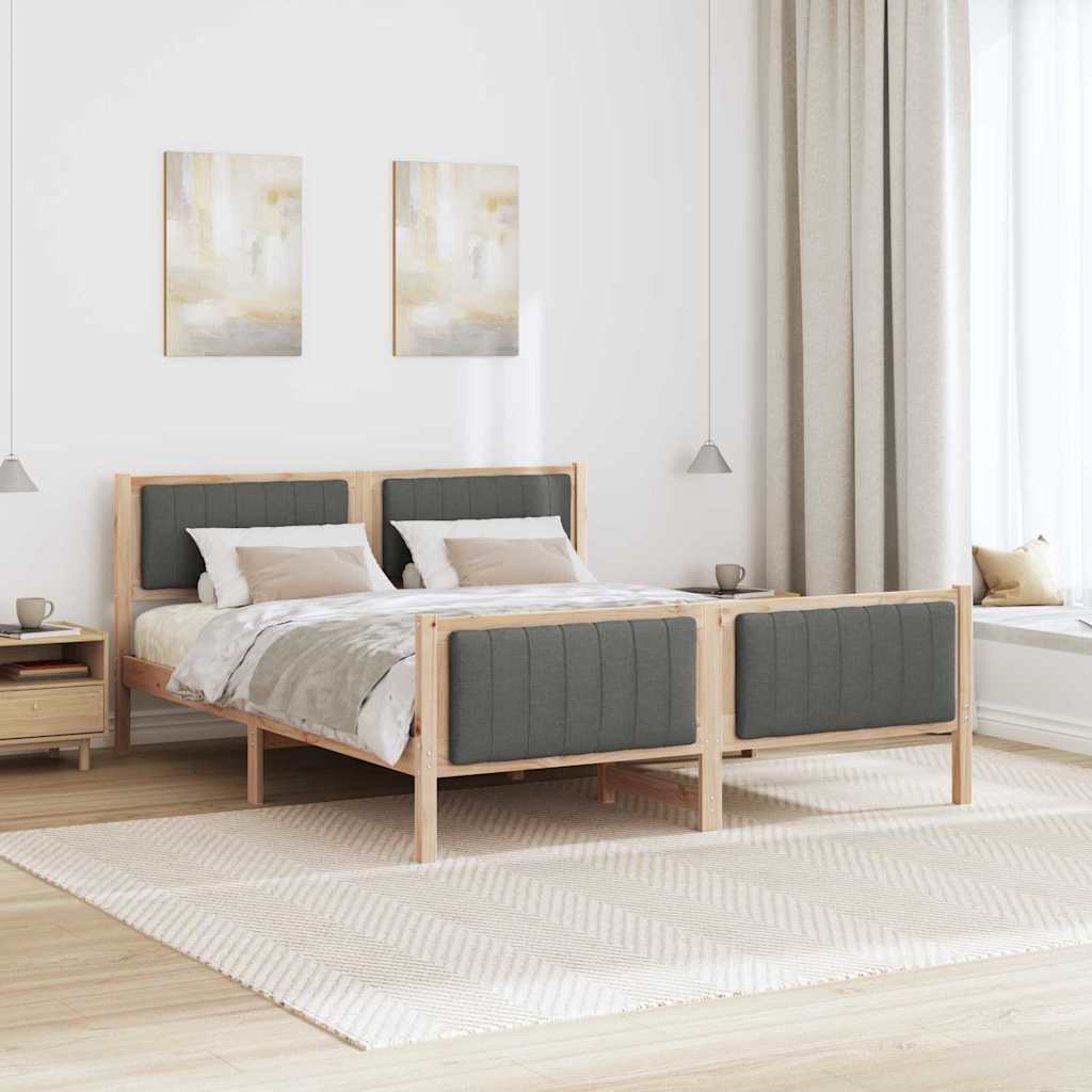 Okvir kreveta smeđe i tamnosivo 150 x 200 cm Masivna borovina