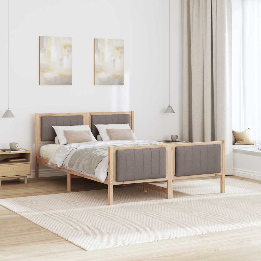 Okvir kreveta Smeđa i taupe 140 x 200 cm Masivna borovina