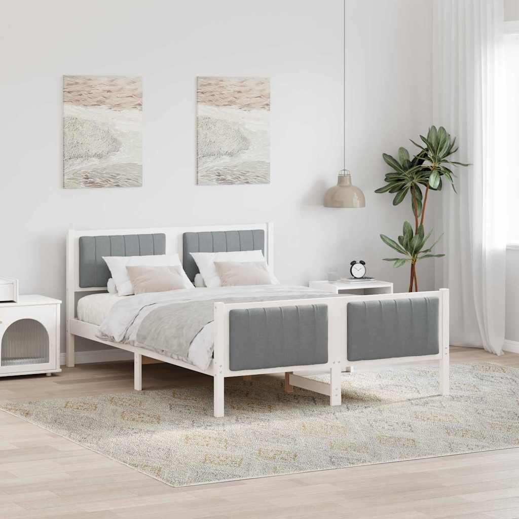 Okvir kreveta s uzglavljem Bijela i svijetlosiva 140 x 200 cm