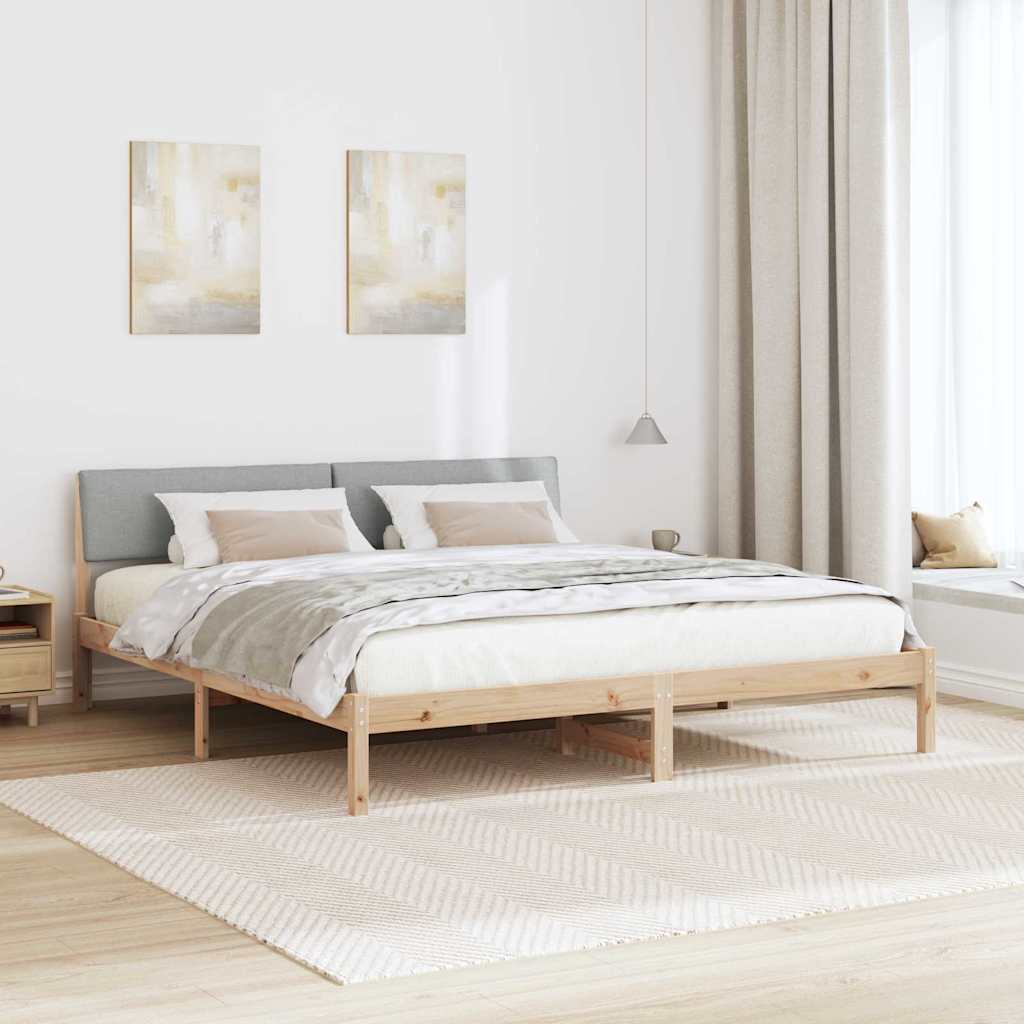 Okvir kreveta s uzglavljem Smeđa i svijetlo siva 200 x 200 cm