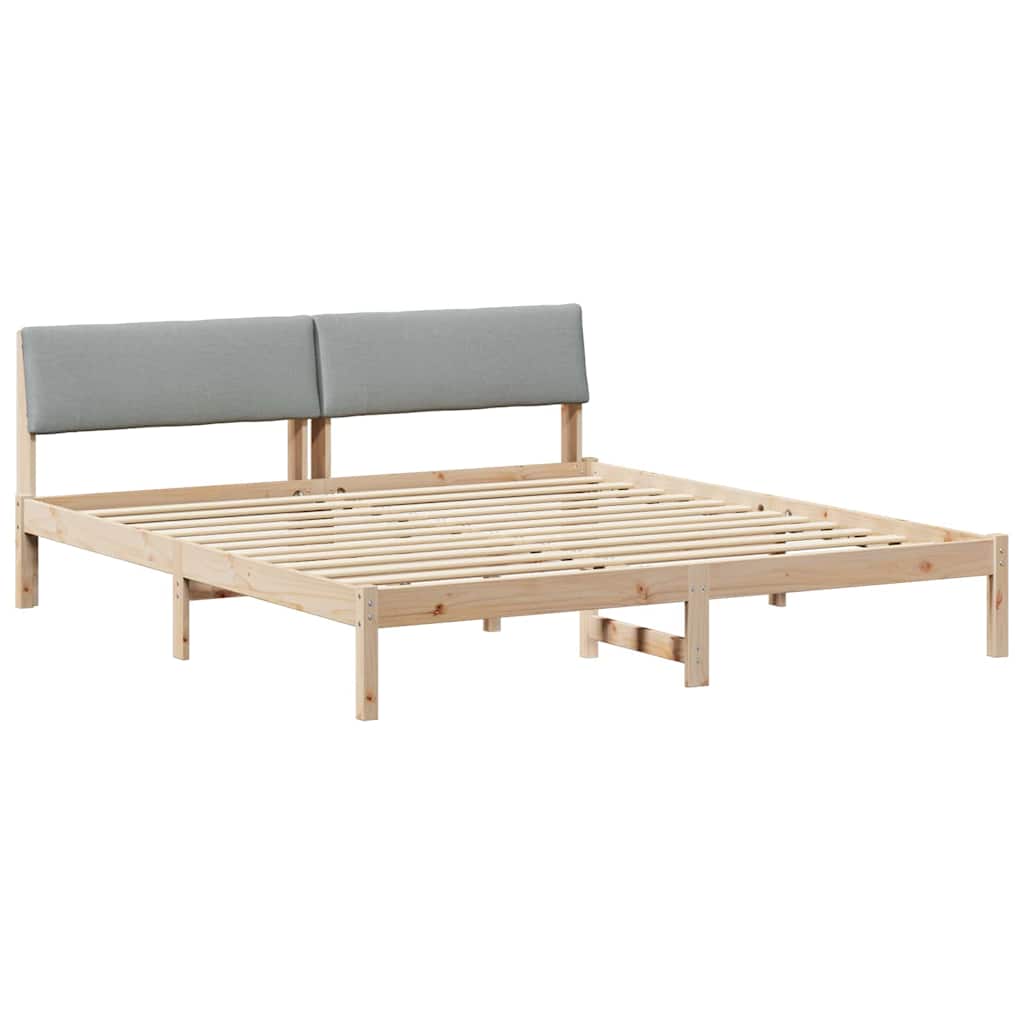 Okvir kreveta s uzglavljem Smeđa i svijetlo siva 200 x 200 cm