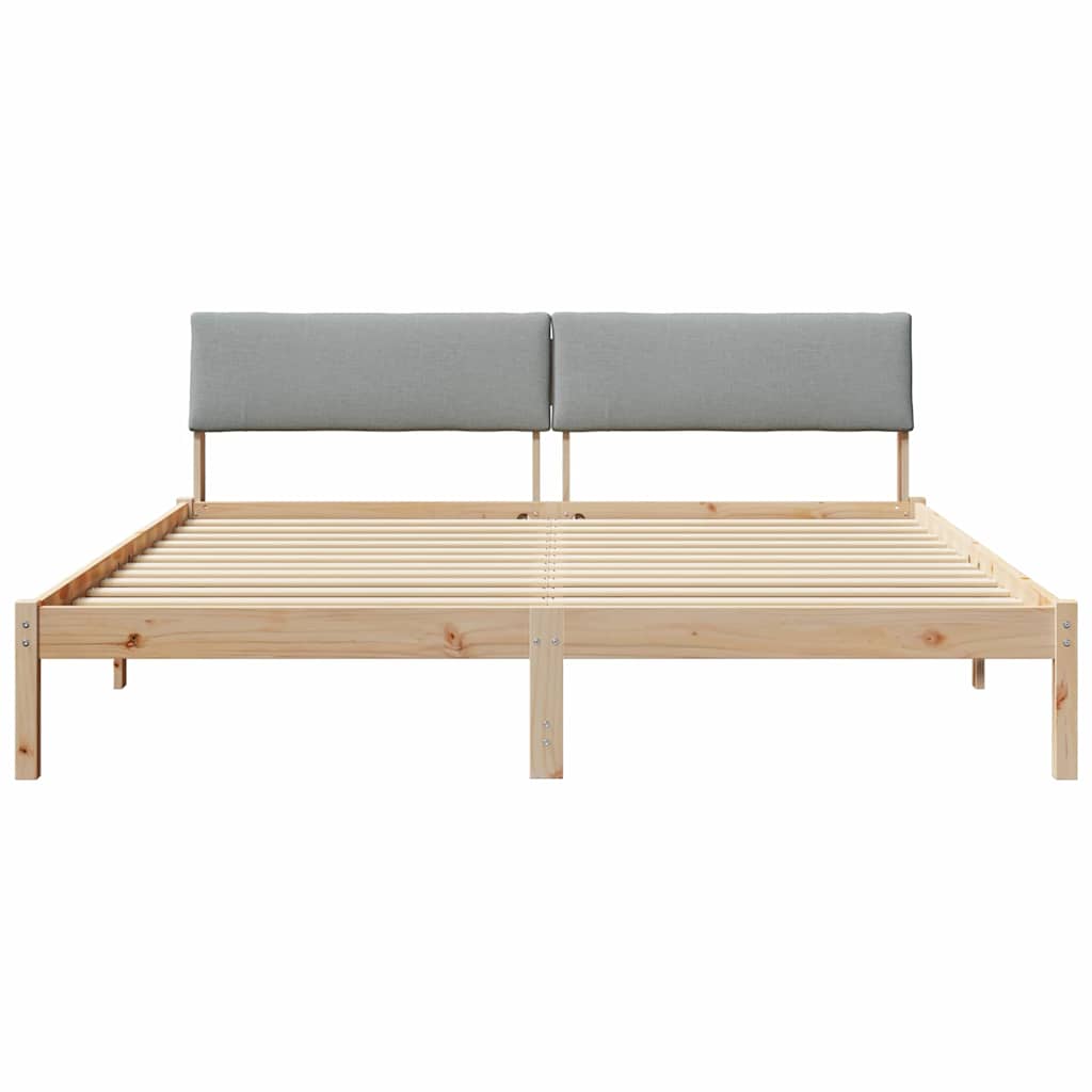 Okvir kreveta s uzglavljem Smeđa i svijetlo siva 200 x 200 cm