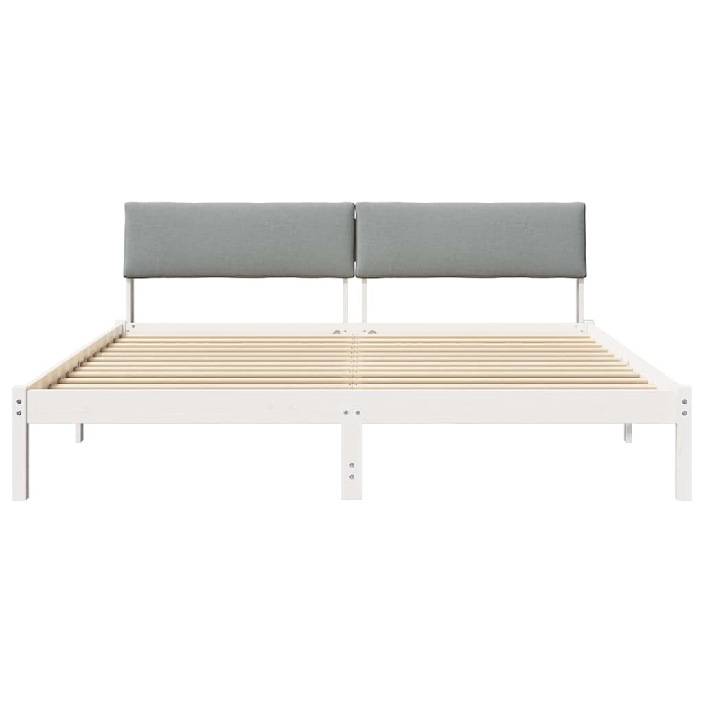 Okvir kreveta s uzglavljem Bijela i svijetlosiva 200 x 200 cm