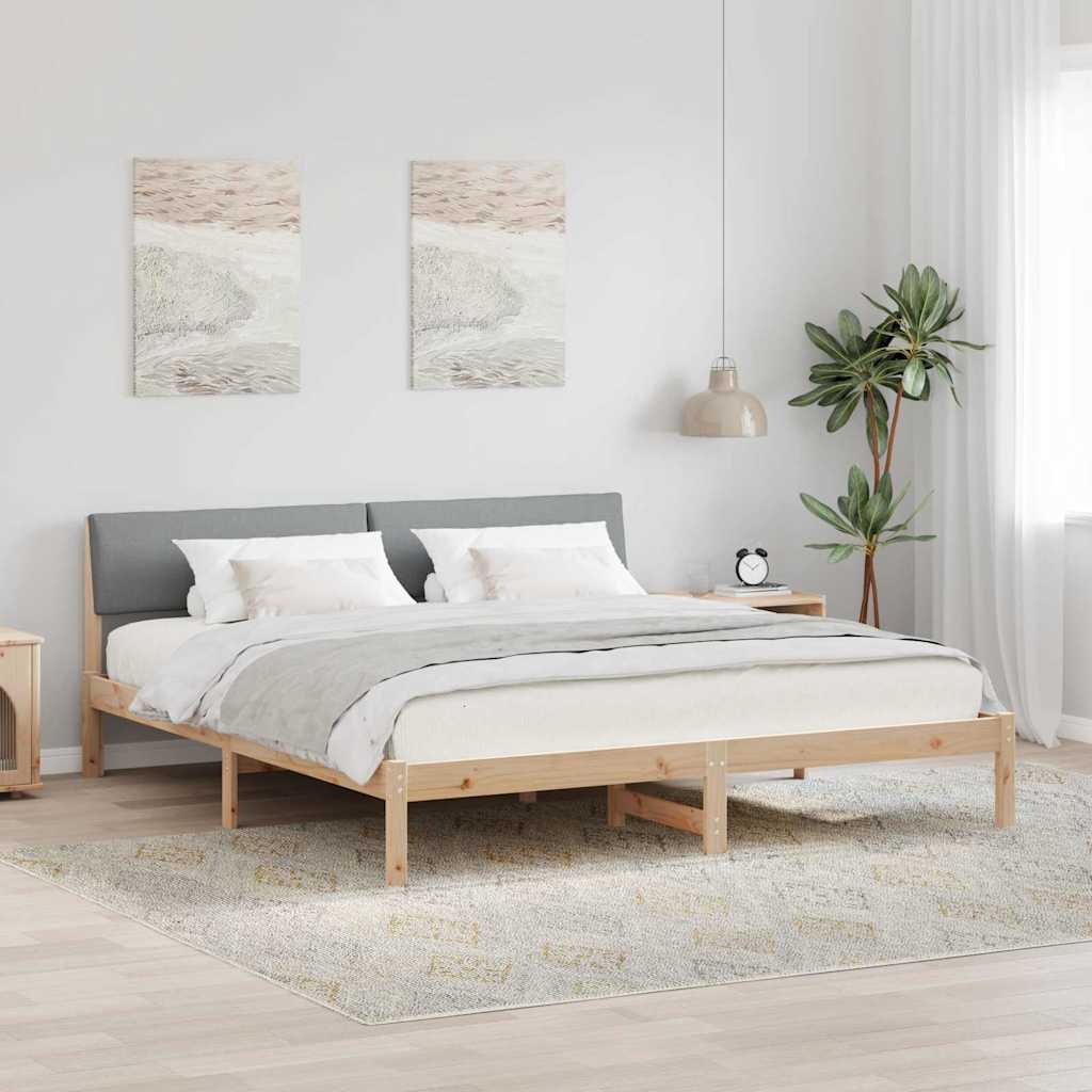 Okvir kreveta s uzglavljem Smeđa i svijetlo siva 180 x 200 cm