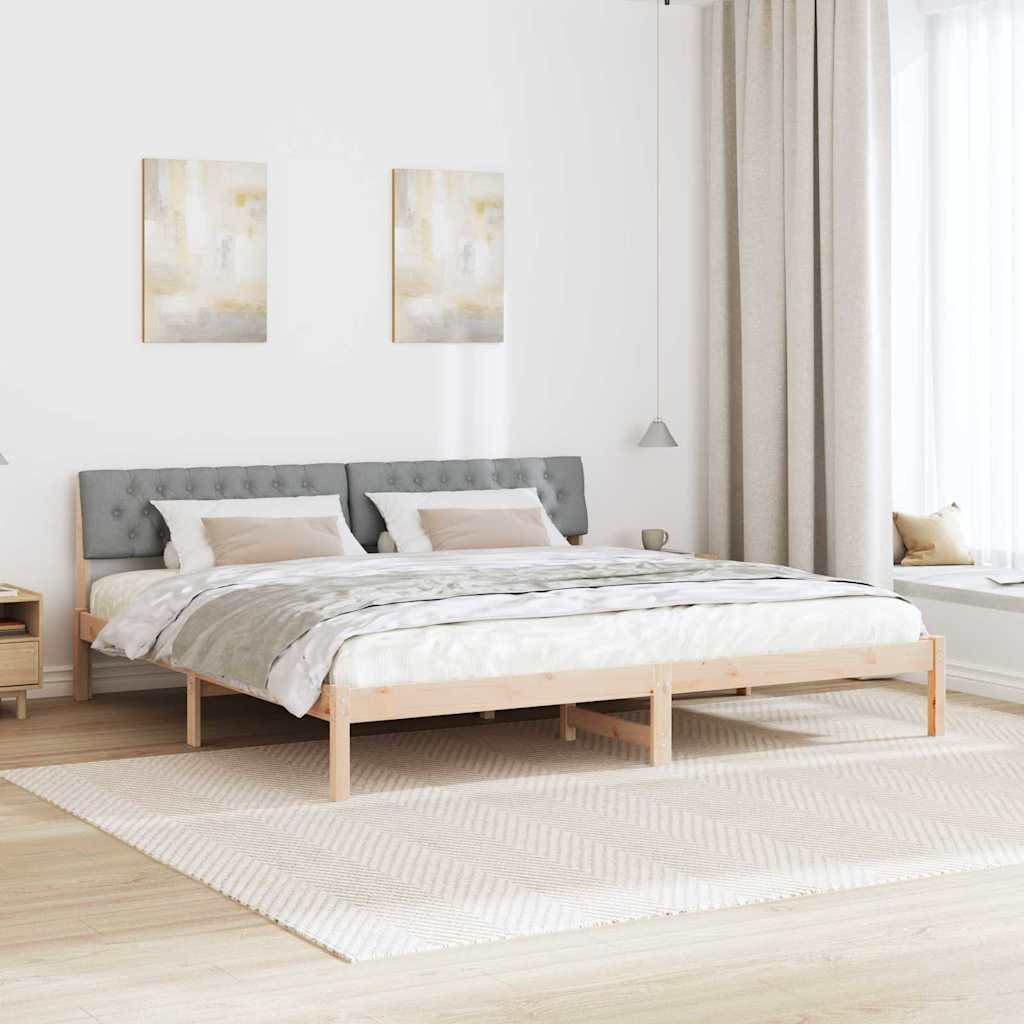 Okvir kreveta s uzglavljem Smeđa i svijetlo siva 200 x 200 cm