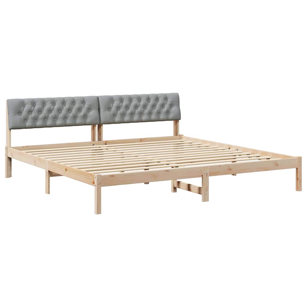 Okvir kreveta s uzglavljem Smeđa i svijetlo siva 200 x 200 cm