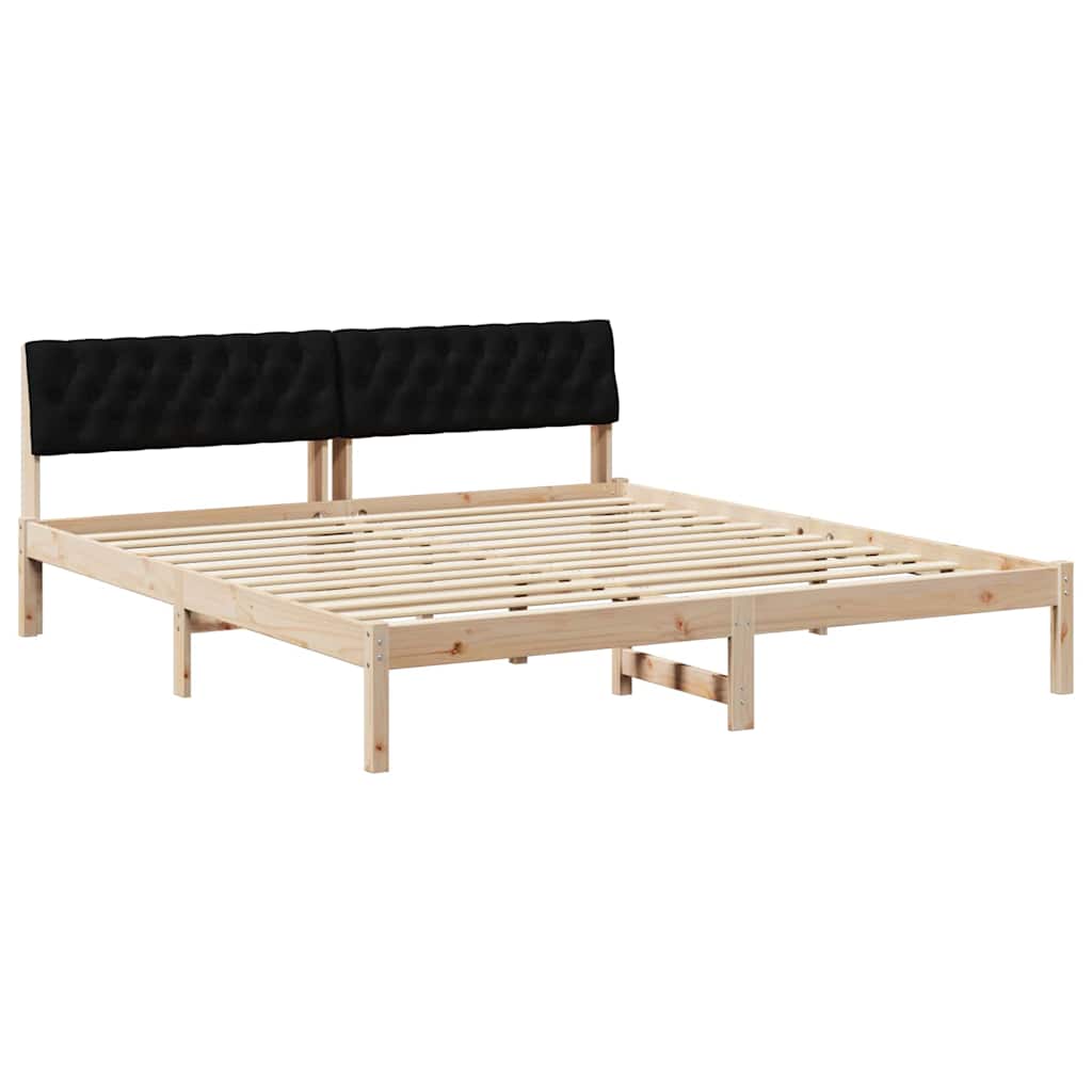 Okvir kreveta Smeđa i crna 180 x 200 cm Masivna borovina