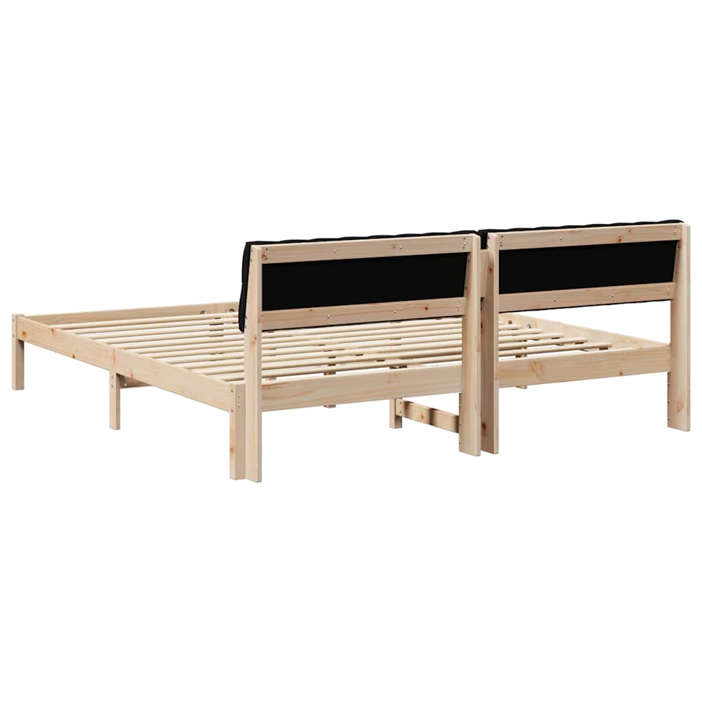 Okvir kreveta Smeđa i crna 180 x 200 cm Masivna borovina