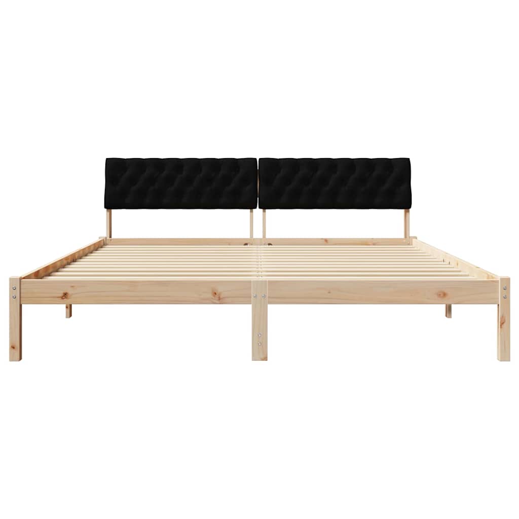 Okvir kreveta Smeđa i crna 180 x 200 cm Masivna borovina