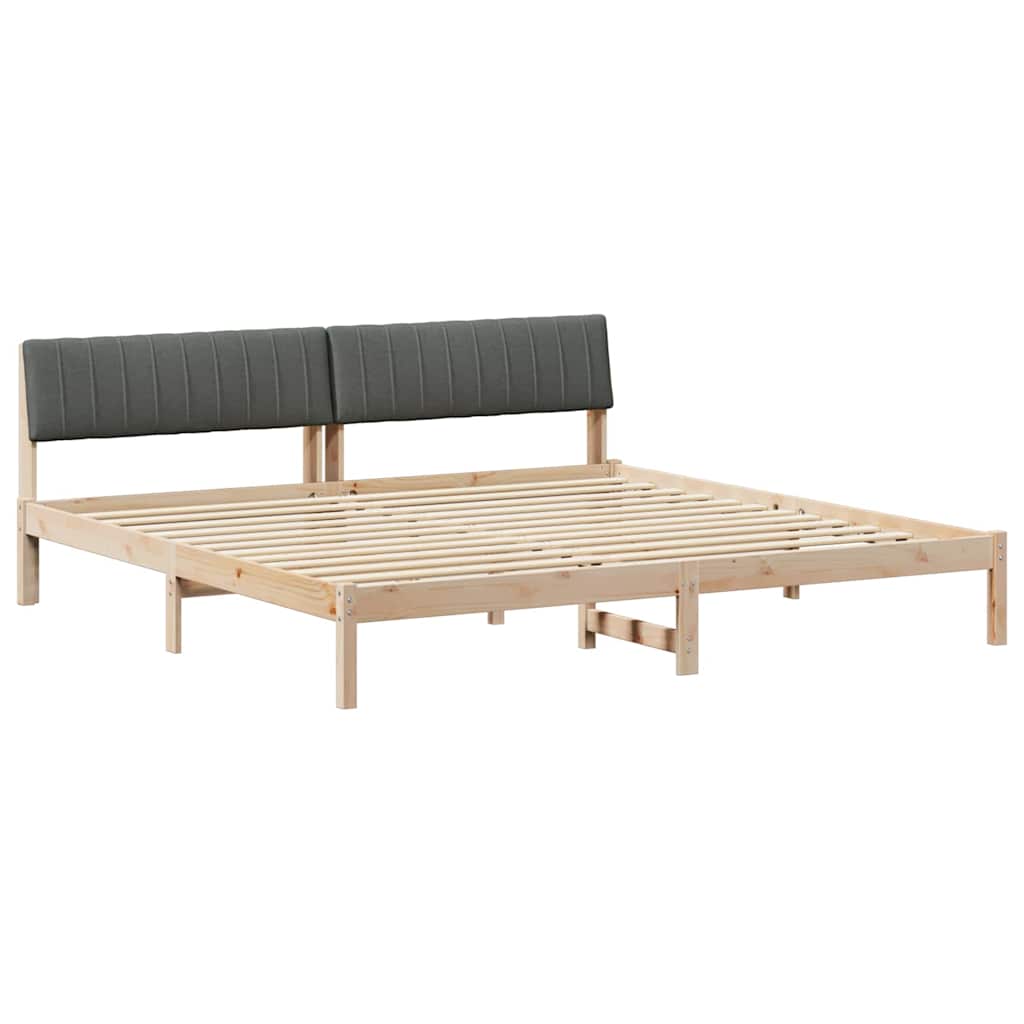 Okvir kreveta smeđe i tamnosivo 200 x 200 cm Masivna borovina