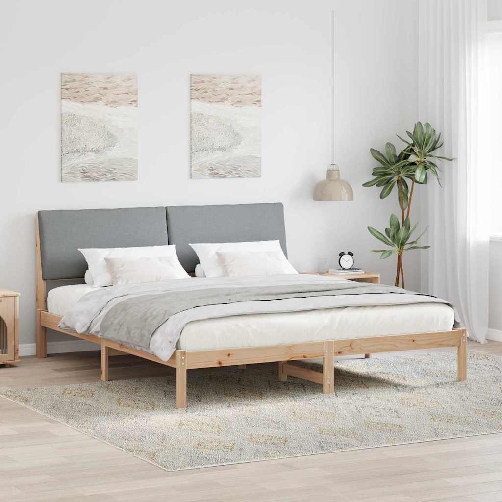 Okvir kreveta s uzglavljem Smeđa i svijetlo siva 200 x 200 cm