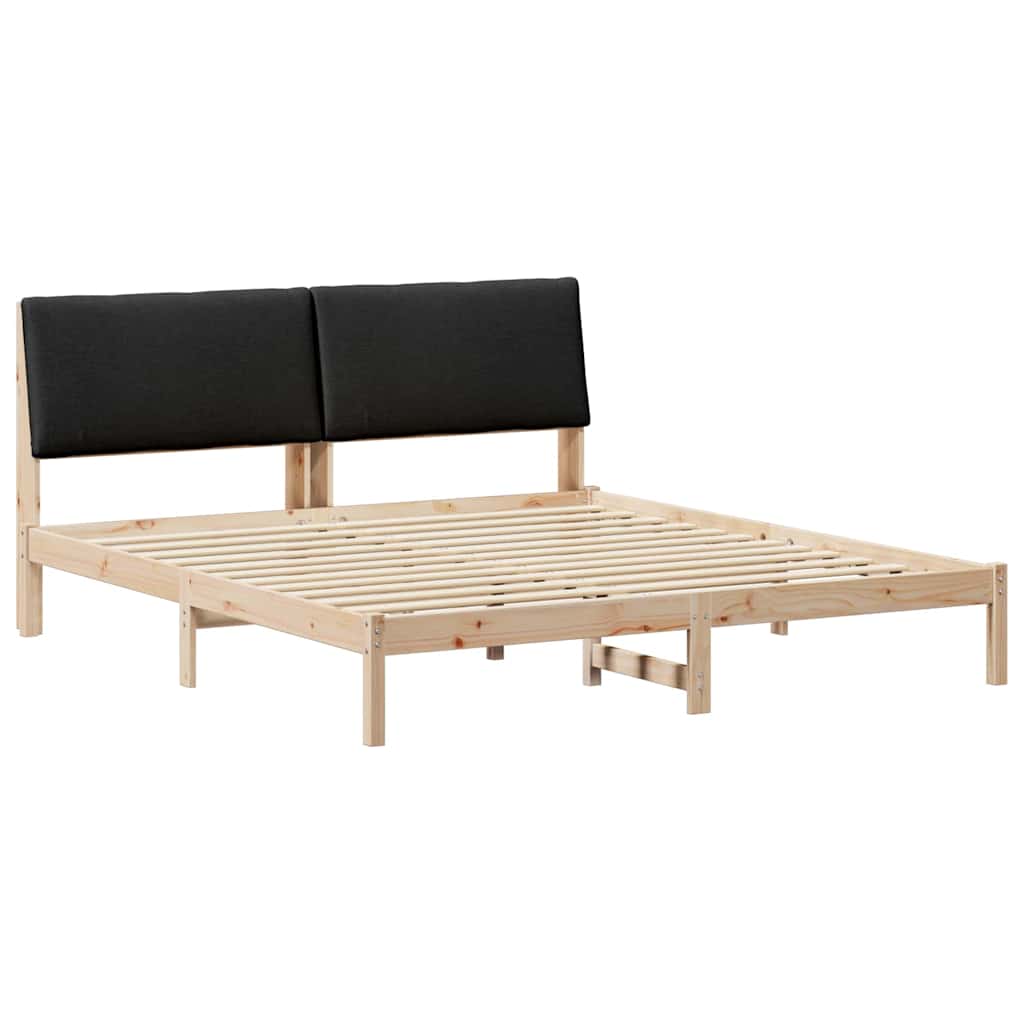 Okvir kreveta Smeđa i crna 200 x 200 cm Masivna borovina