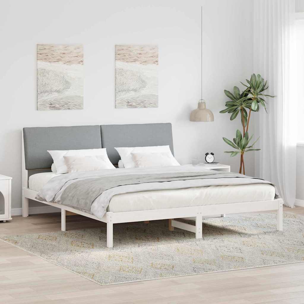 Okvir kreveta s uzglavljem Bijela i svijetlosiva 200 x 200 cm