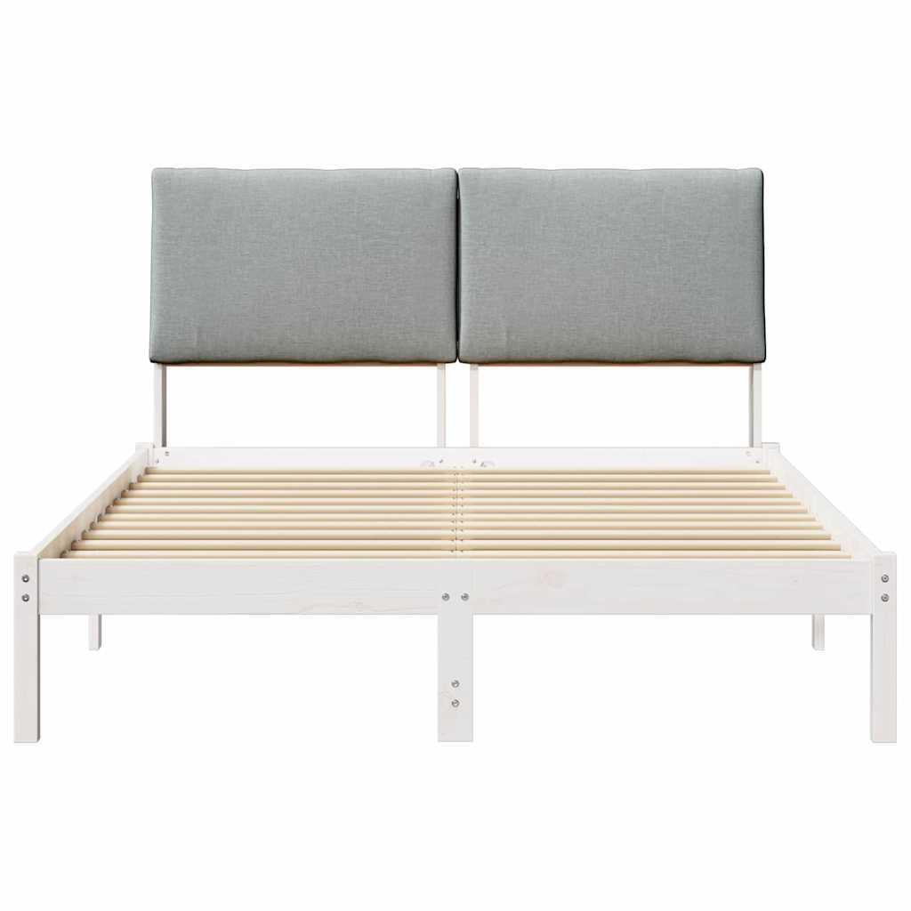 Okvir kreveta s uzglavljem Bijela i svijetlosiva 150 x 200 cm
