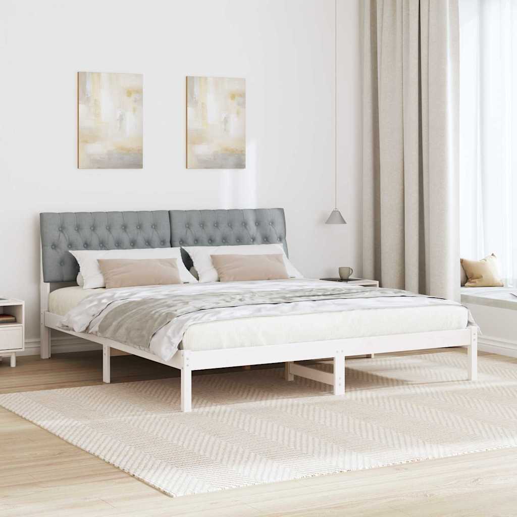 Krevetni okvir s tapiciranim uzglavljem Bijelo 180 x 200 cm