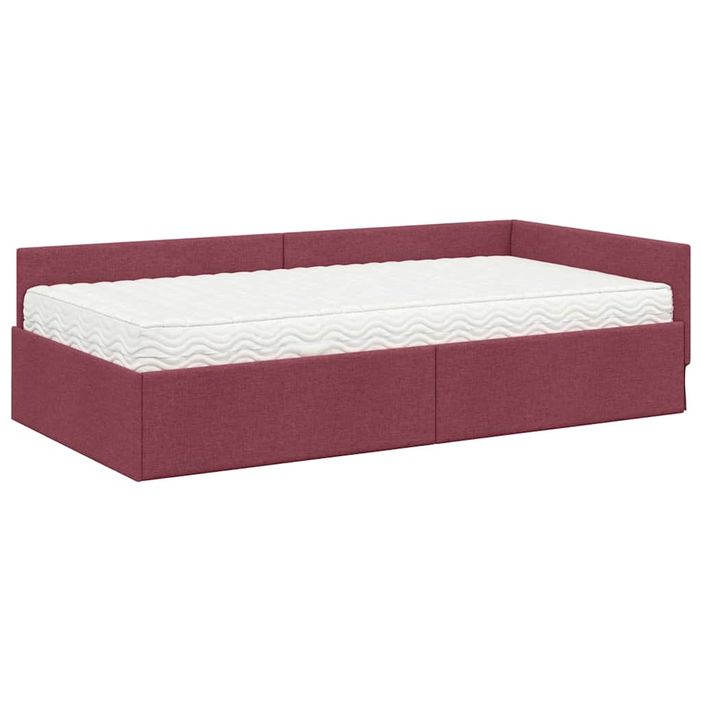 Kutni krevetni okvir s madracem Ostalo 2 pcs Crvena tkanina