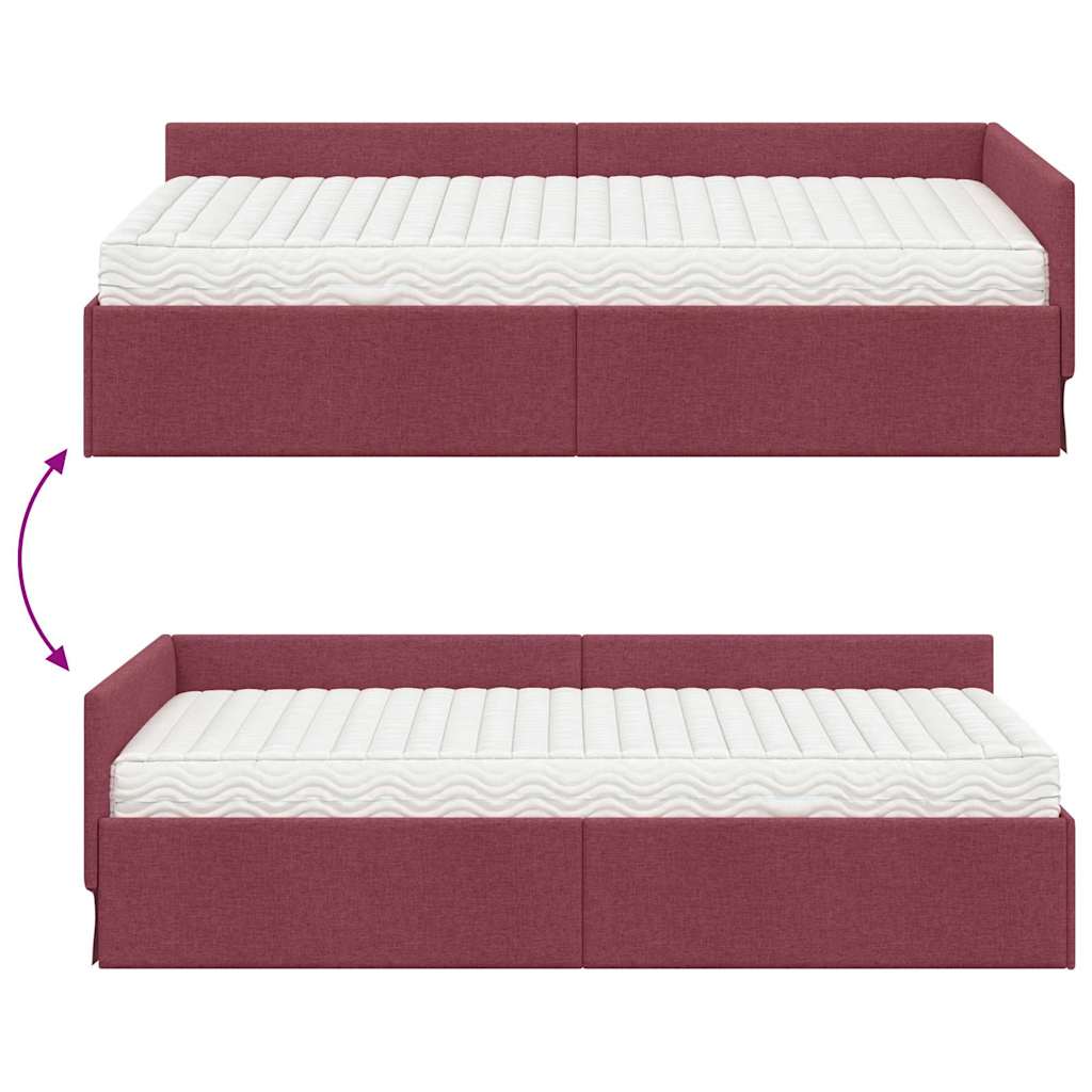 Kutni krevetni okvir s madracem Ostalo 2 pcs Crvena tkanina