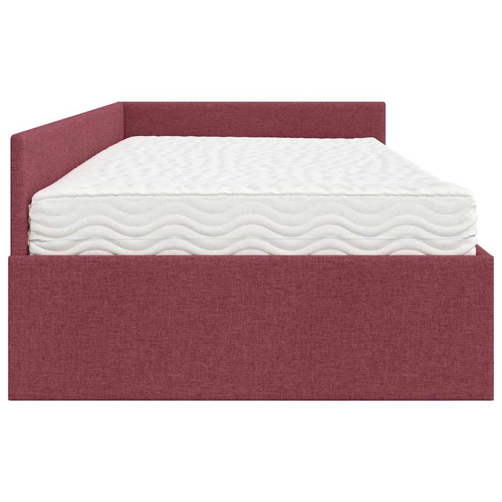 Kutni krevetni okvir s madracem Ostalo 2 pcs Crvena tkanina