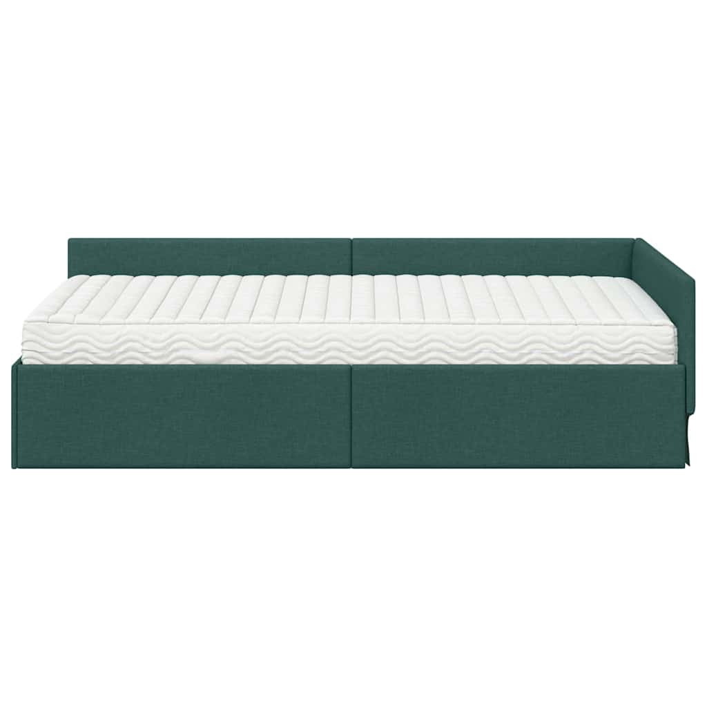 Kutni krevetni okvir s madracem Ostalo 2 pcs Zelena tkanina