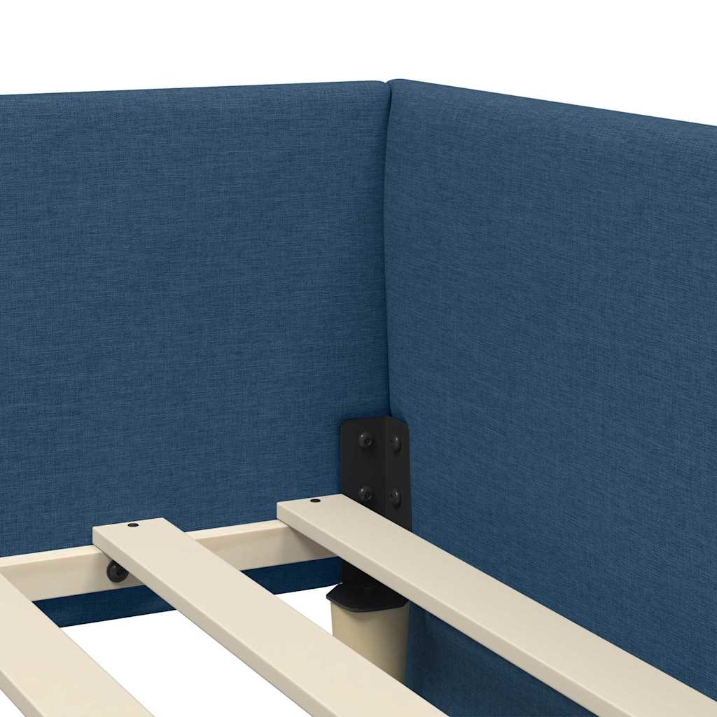Kutni krevetni okvir s madracem Ostalo 2 pcs Plava tkanina