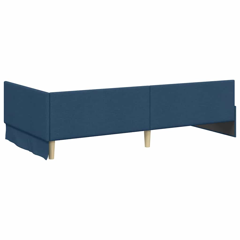 Kutni krevetni okvir s madracem Ostalo 2 pcs Plava tkanina