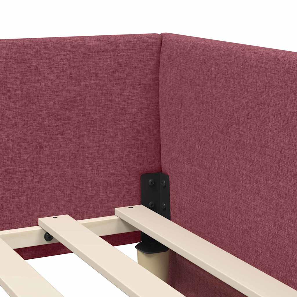 Kutni krevetni okvir s madracem Ostalo 2 pcs Crvena tkanina