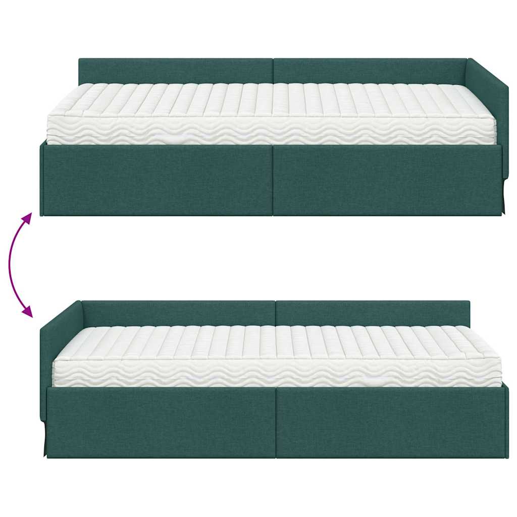 Kutni krevetni okvir s madracem Ostalo 2 pcs Zelena tkanina