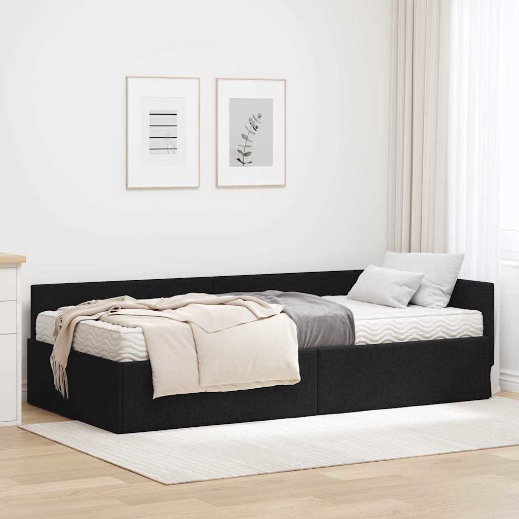 Kutni krevetni okvir s madracem Ostalo 2 pcs Zelena tkanina