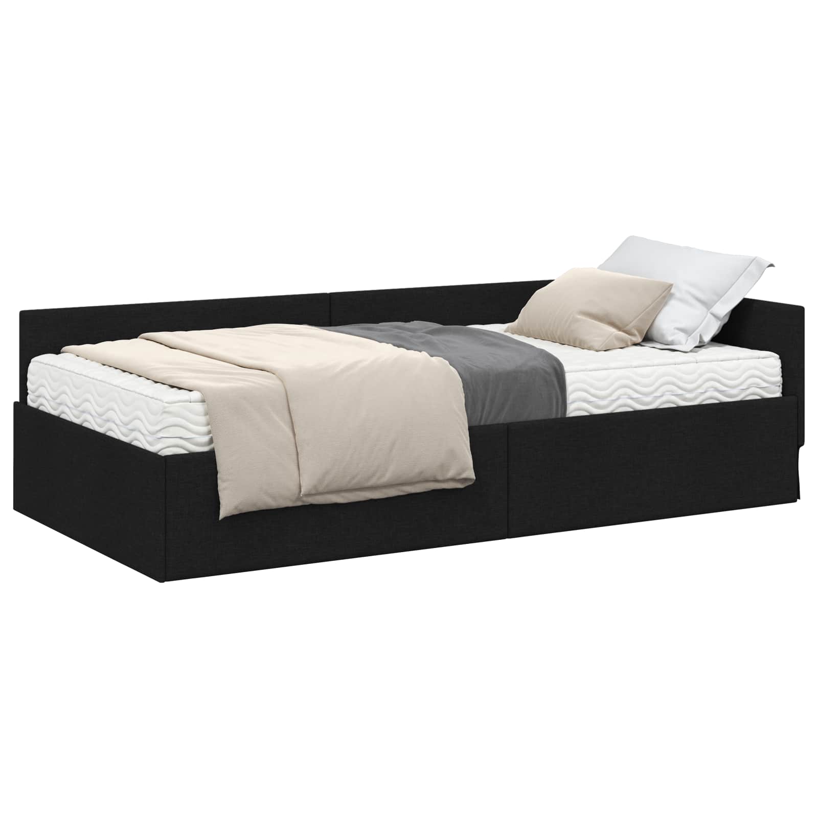 Kutni krevetni okvir s madracem Ostalo 2 pcs Zelena tkanina