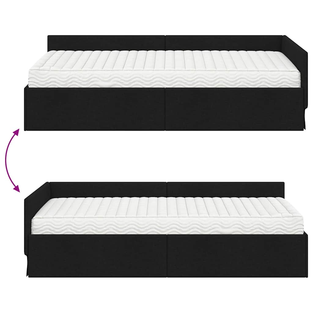 Kutni krevetni okvir s madracem Ostalo 2 pcs Zelena tkanina
