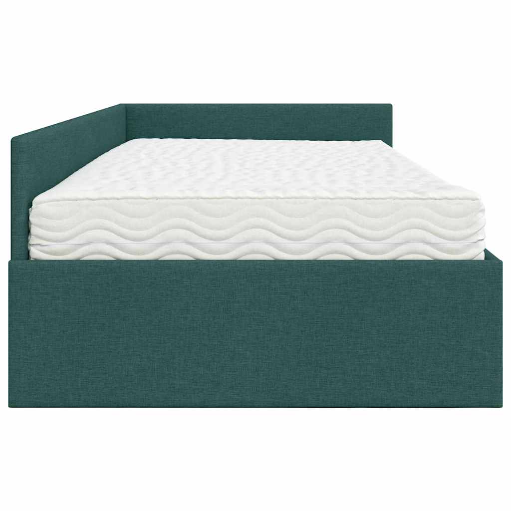 Kutni krevetni okvir s madracem Ostalo 2 pcs Zelena tkanina